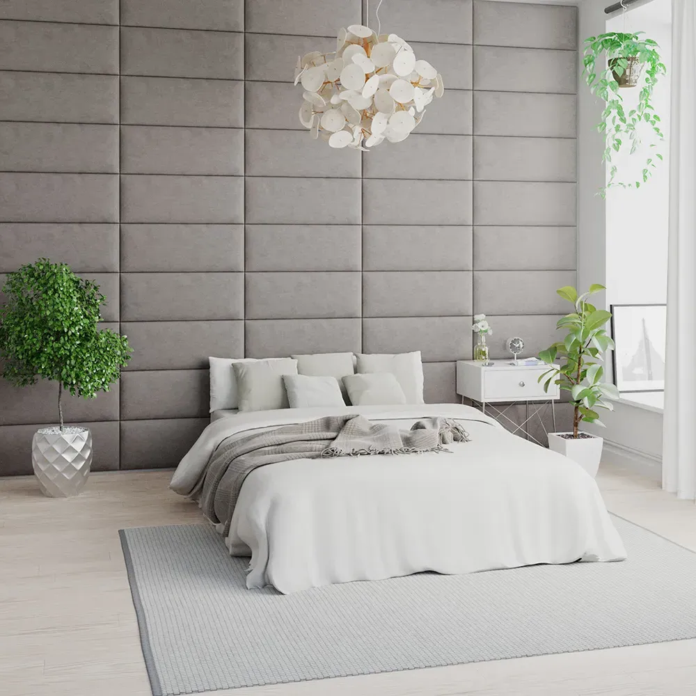 EasyMount Wall Mounted Headboard Panels 2 Pack - Silver, Velvet