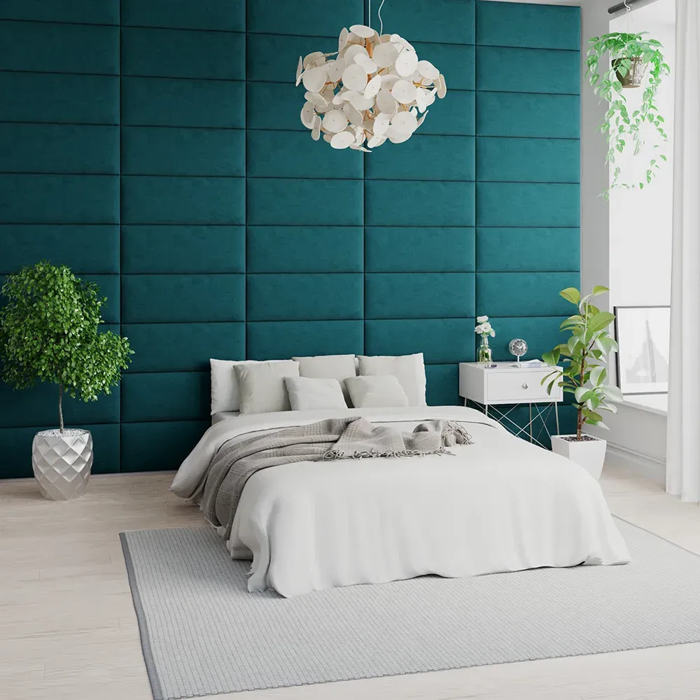 EasyMount Wall Mounted Headboard Panels 4 Pack - Green, Velvet