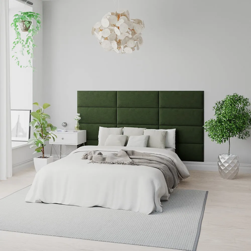 EasyMount Wall Mounted Headboard Panels 4 Pack - Green, Velvet