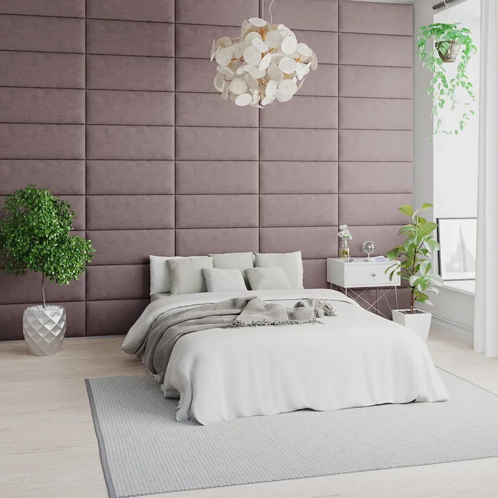 EasyMount Wall Mounted Headboard Panels 4 Pack - Pink, Velvet