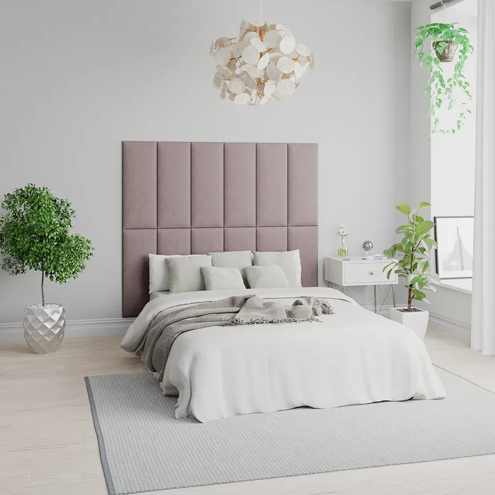 EasyMount Wall Mounted Headboard Panels 4 Pack - Pink, Velvet