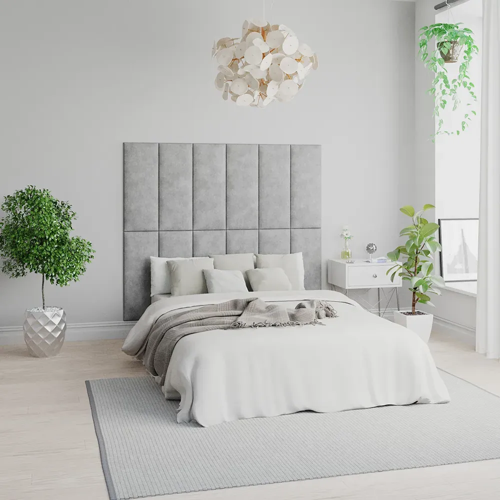 EasyMount Wall Mounted Headboard Panels 4 Pack - Silver, Linen