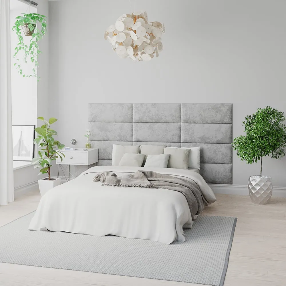 EasyMount Wall Mounted Headboard Panels 4 Pack - Silver, Velvet