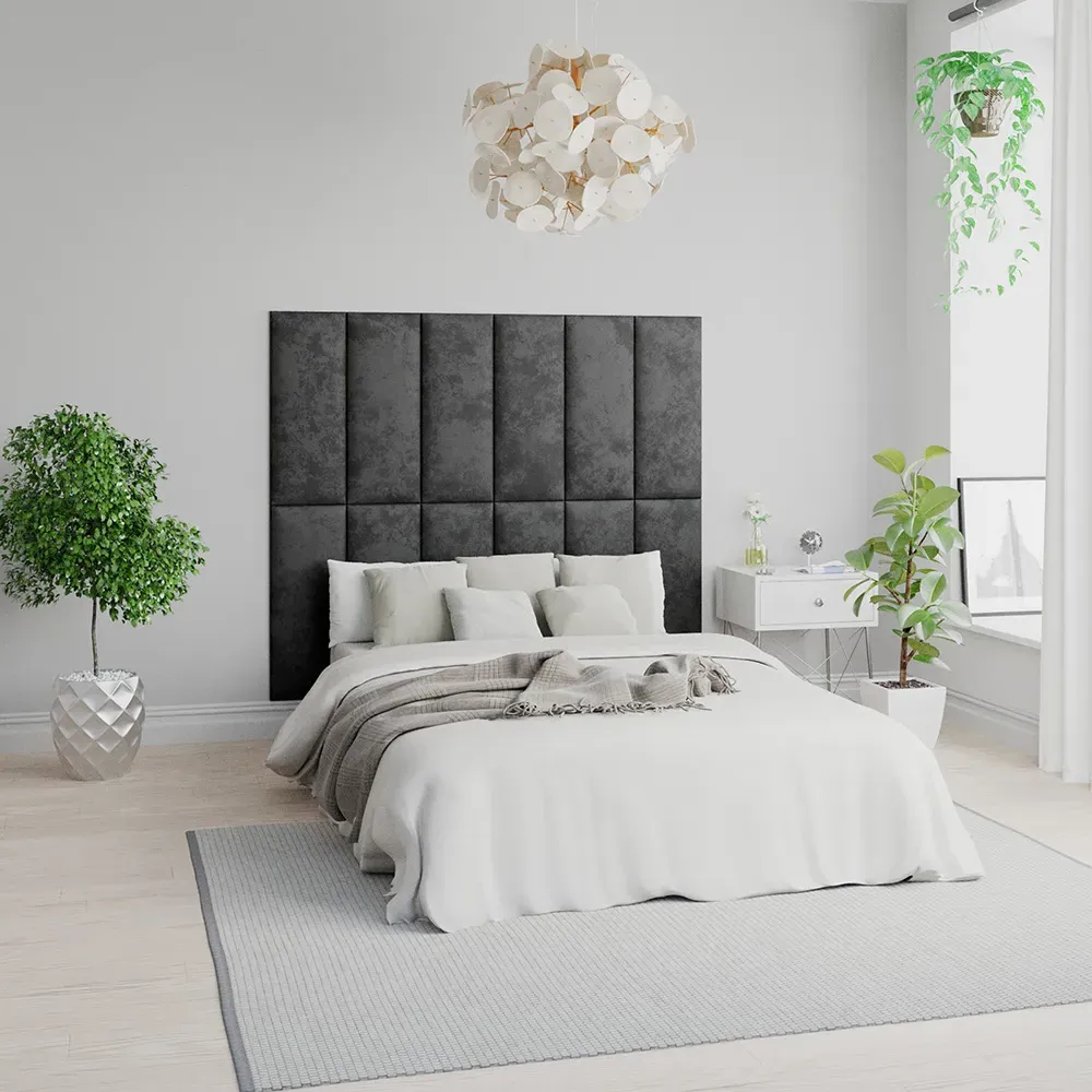EasyMount Wall Mounted Headboard Panels 8 Pack - Black, Velvet