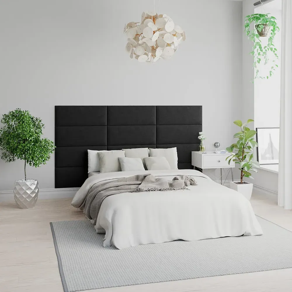 EasyMount Wall Mounted Headboard Panels 8 Pack - Black, Velvet