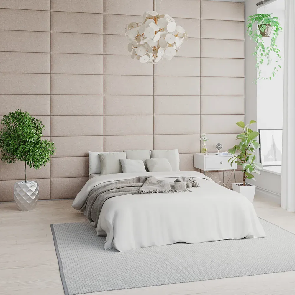 EasyMount Wall Mounted Headboard Panels 8 Pack - Cream, Twill