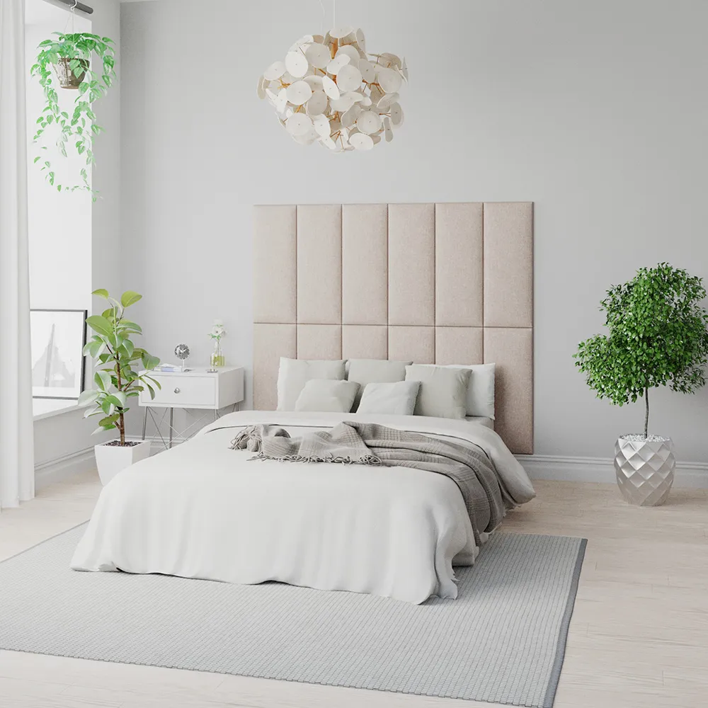 EasyMount Wall Mounted Headboard Panels 8 Pack - Cream, Twill