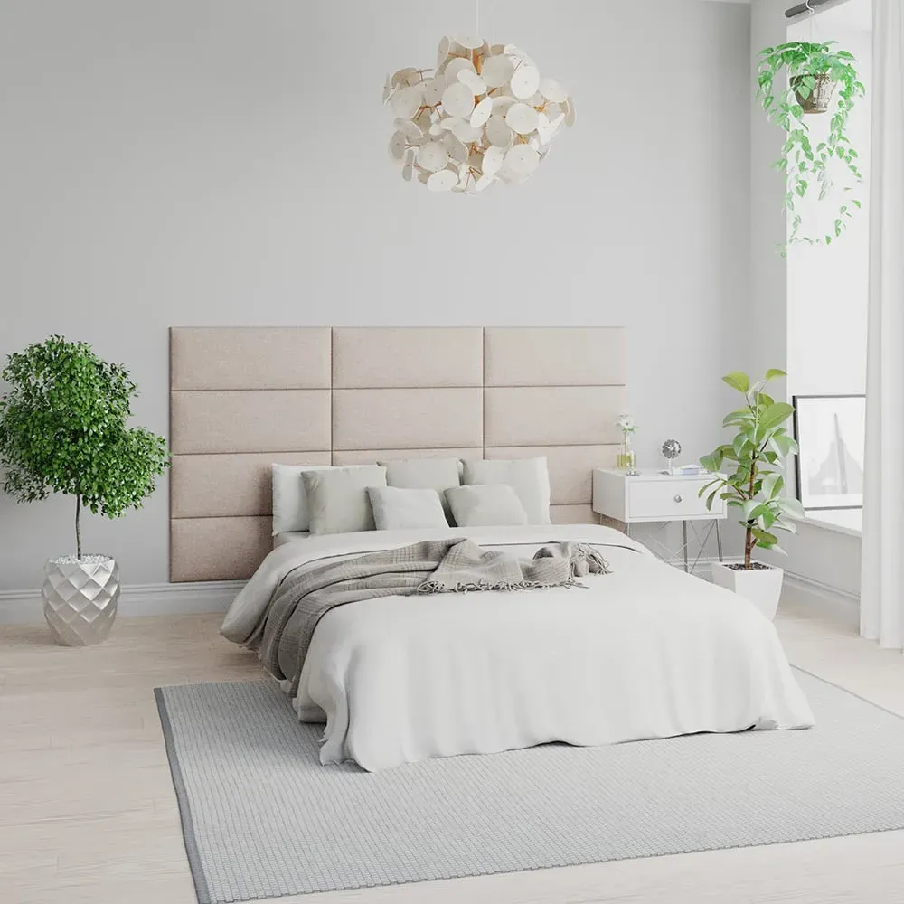 EasyMount Wall Mounted Headboard Panels 8 Pack - Cream, Twill