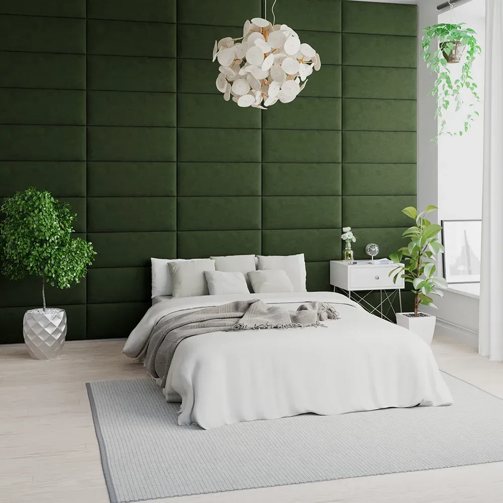 EasyMount Wall Mounted Headboard Panels 8 Pack - Green, Velvet