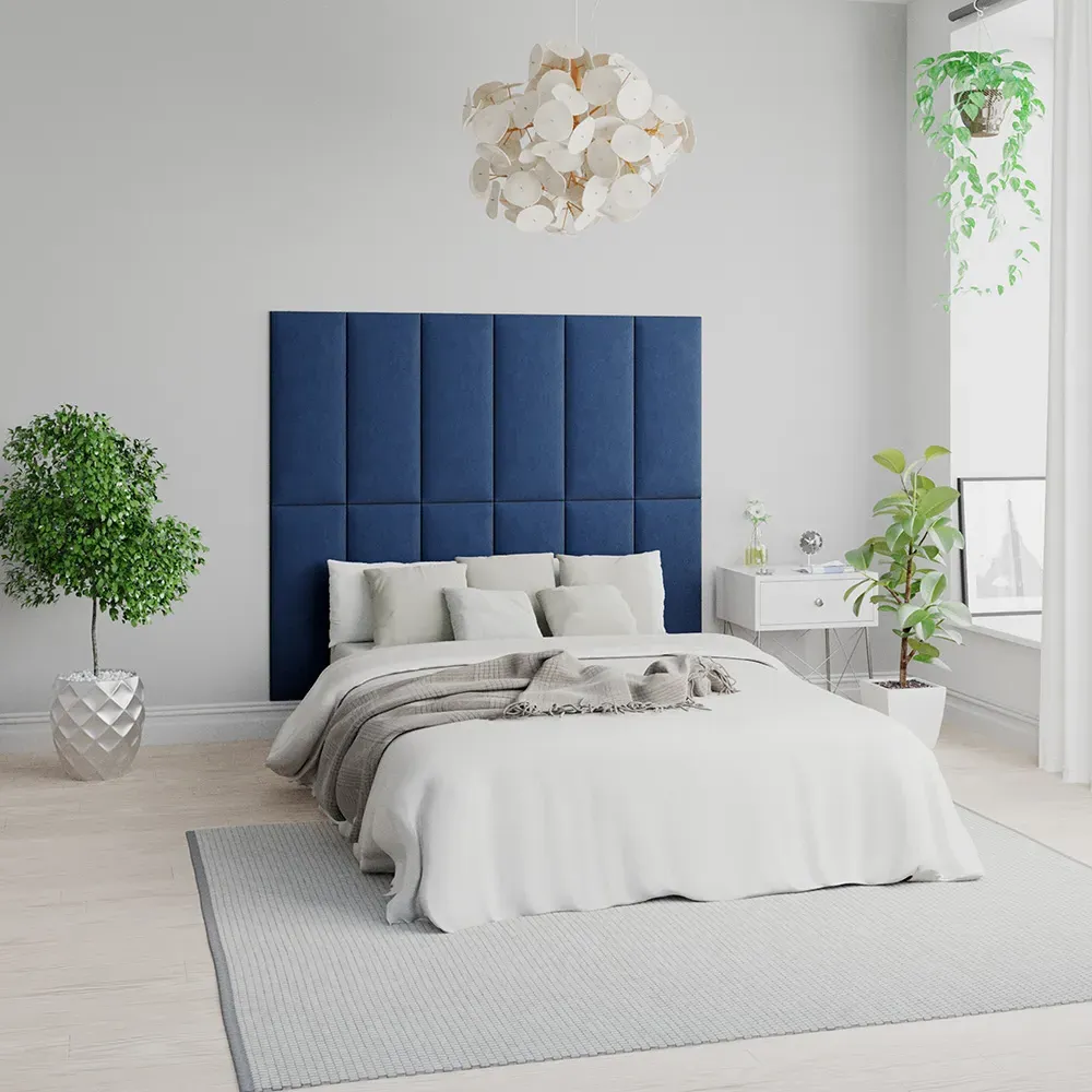 EasyMount Wall Mounted Headboard Panels 8 Pack - Navy, Velvet