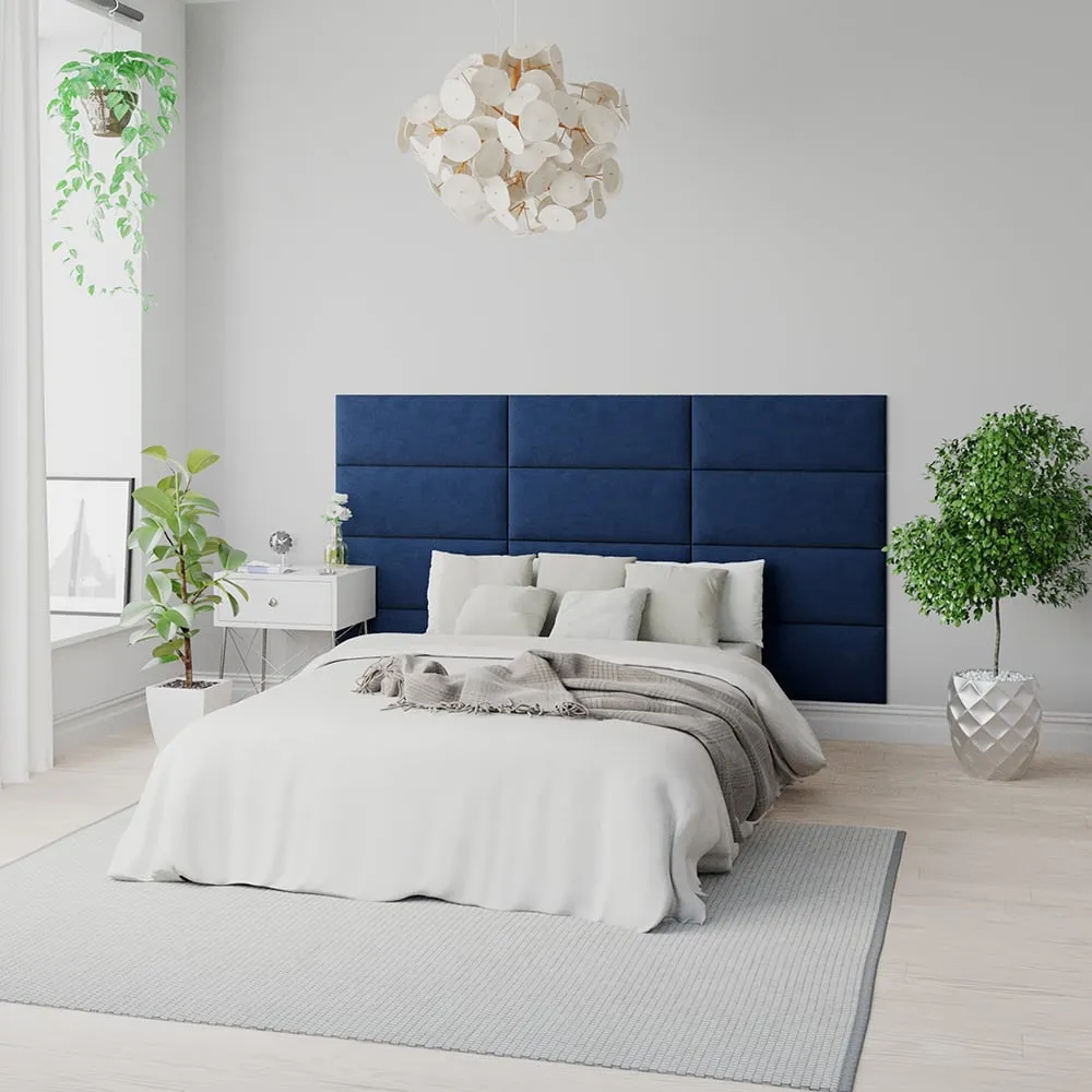 EasyMount Wall Mounted Headboard Panels 8 Pack - Navy, Velvet