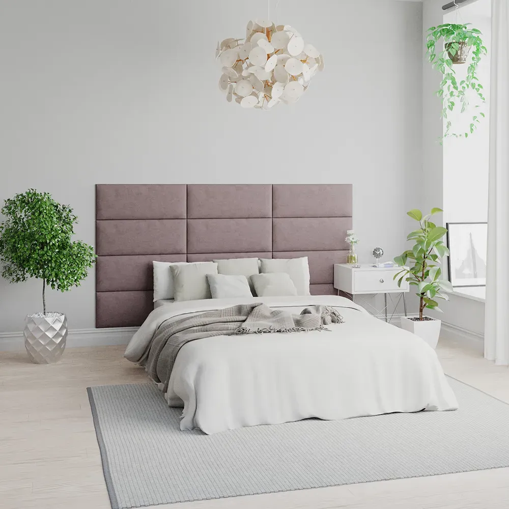 EasyMount Wall Mounted Headboard Panels 8 Pack - Pink, Velvet