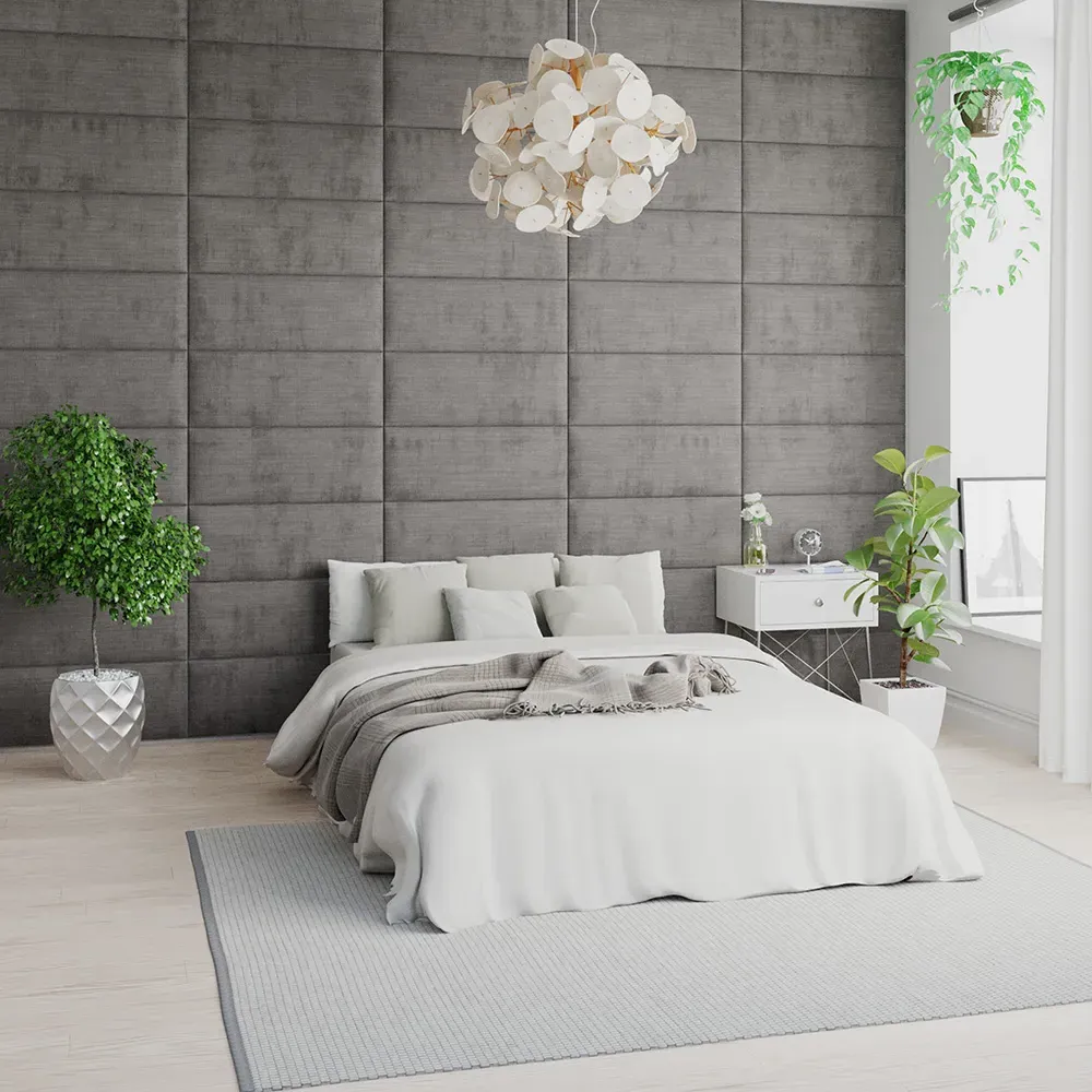 EasyMount Wall Mounted Headboard Panels 8 Pack - Silver, Velour