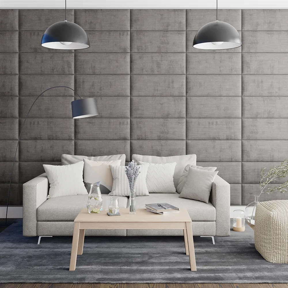 EasyMount Wall Mounted Headboard Panels 8 Pack - Silver, Velour