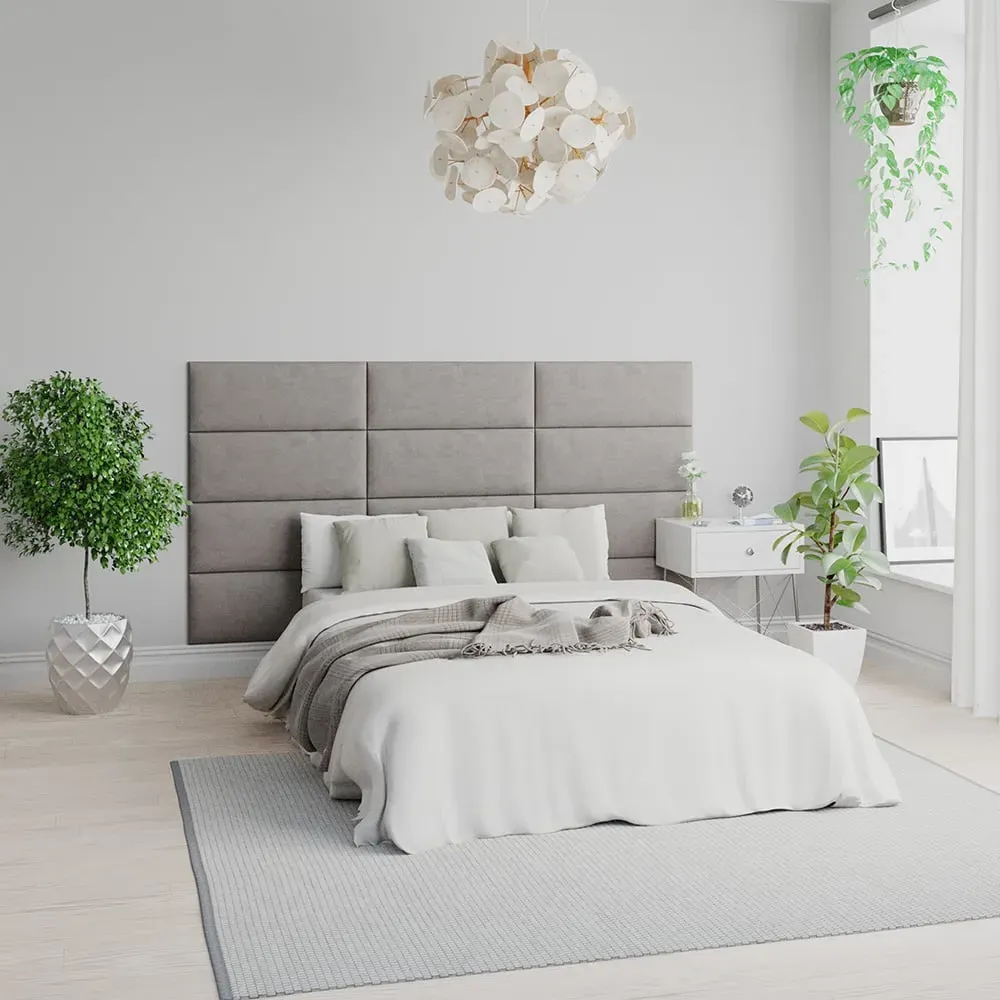 EasyMount Wall Mounted Headboard Panels 8 Pack - Silver, Velvet