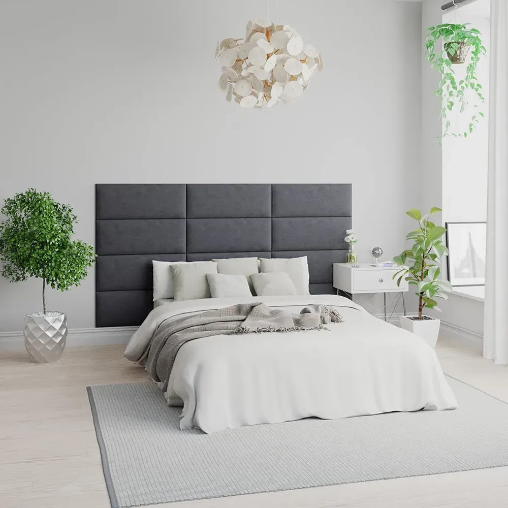 EasyMount Wall Mounted Headboard Panels 8 Pack - Silver, Velvet