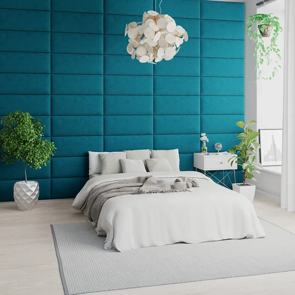 EasyMount Wall Mounted Headboard Panels 8 Pack - Teal, Velvet