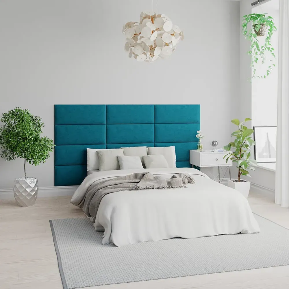 EasyMount Wall Mounted Headboard Panels 8 Pack - Teal, Velvet
