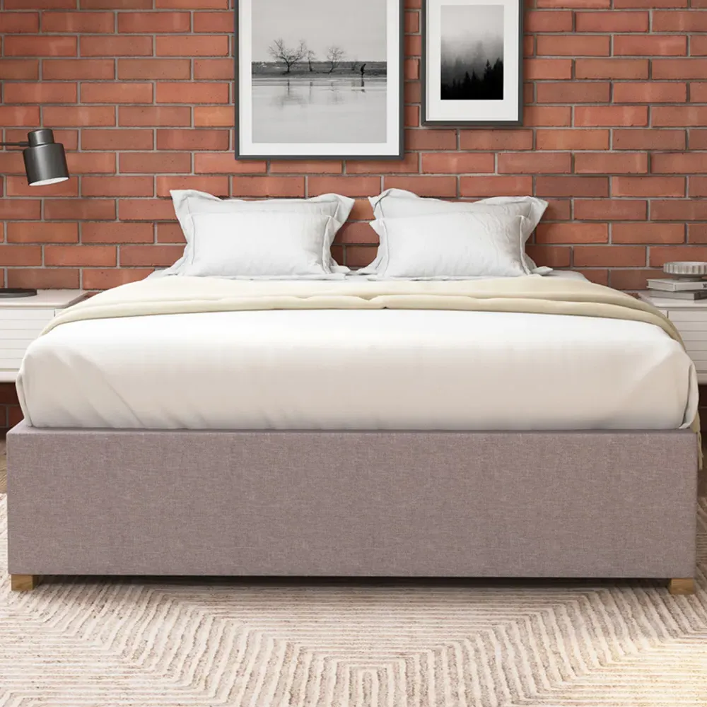 Eire King Size Platform Ottoman Bed - Grey, Linen