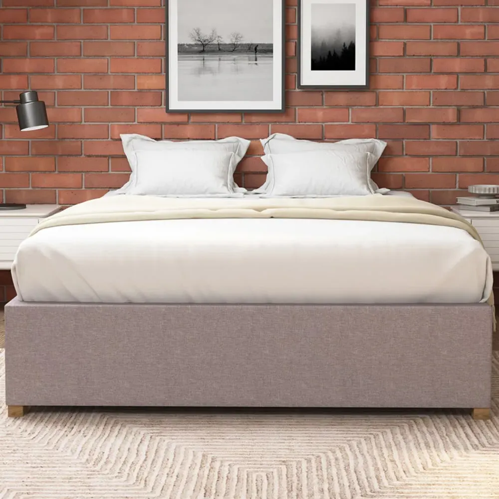 Eire Small Double Platform Ottoman Bed - Grey, Linen image