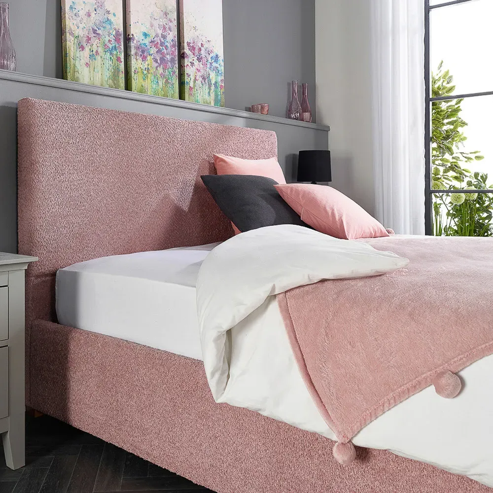 Garland Double Ottoman Bed Frame with Storage - Pink, Boucle