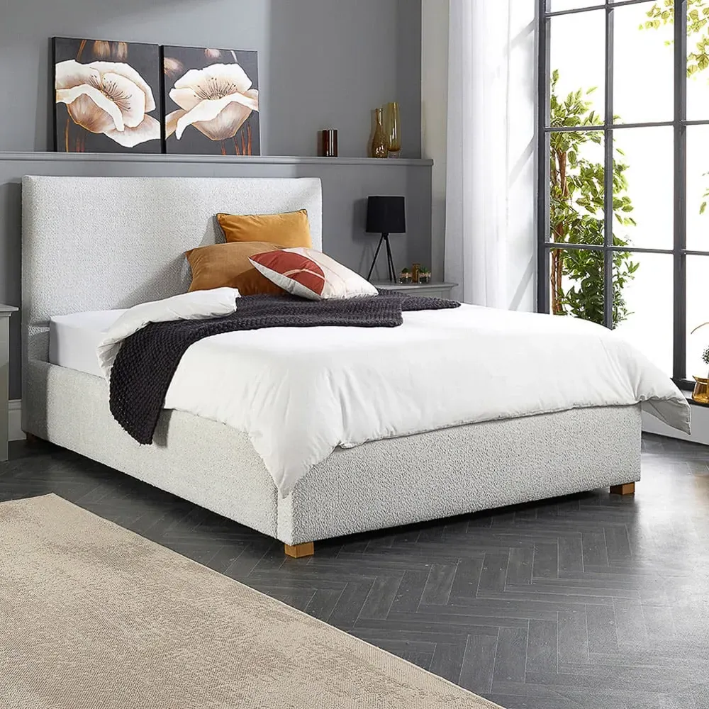 Garland King Size Ottoman Bed Frame with Storage - Grey, Boucle
