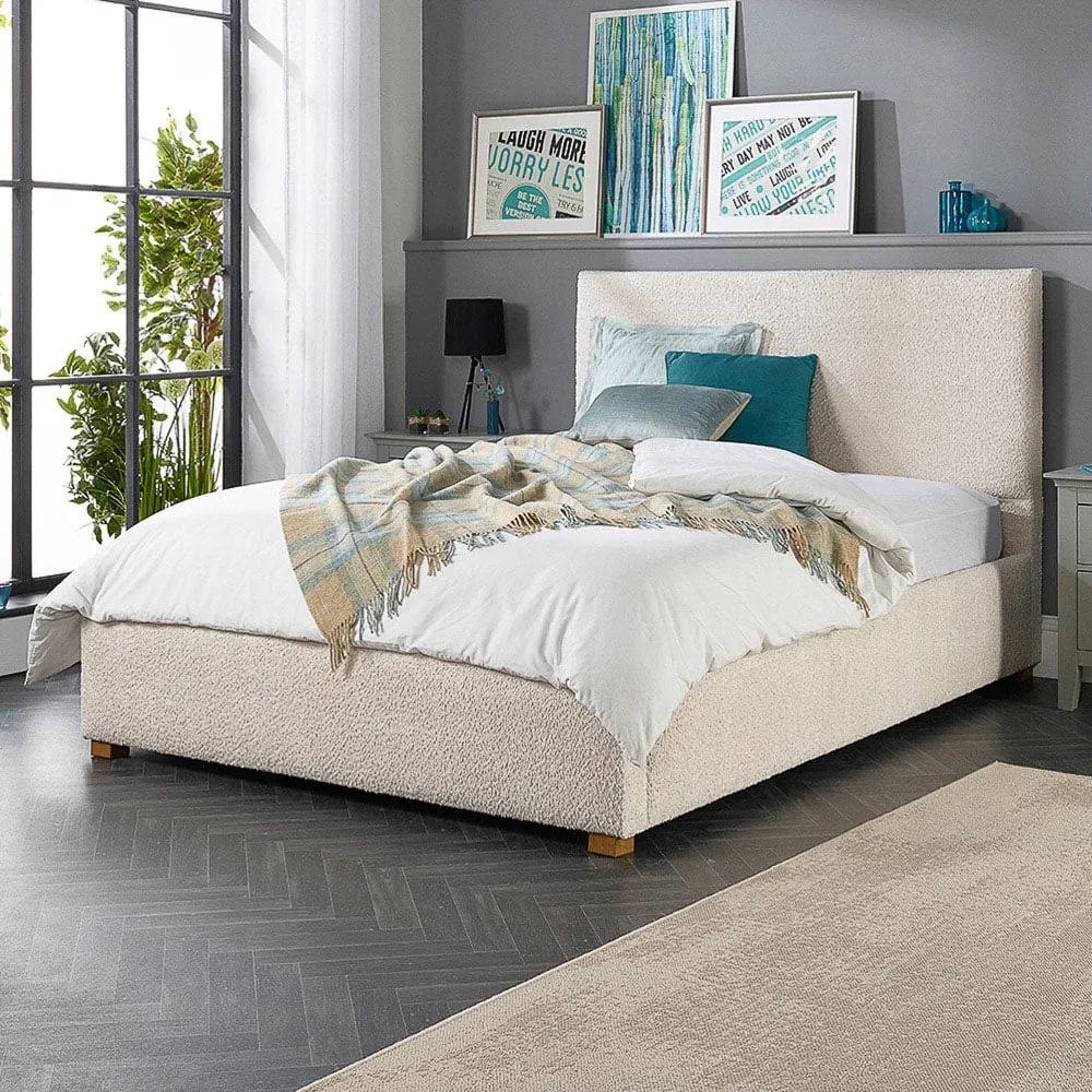 Garland Small Double Ottoman Bed Frame - Cream, Boucle