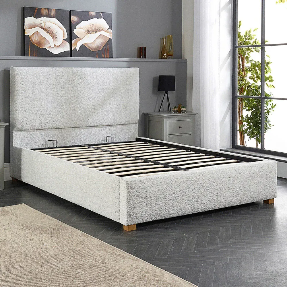 Garland Super King Size Ottoman Bed Frame with Storage - Grey, Boucle