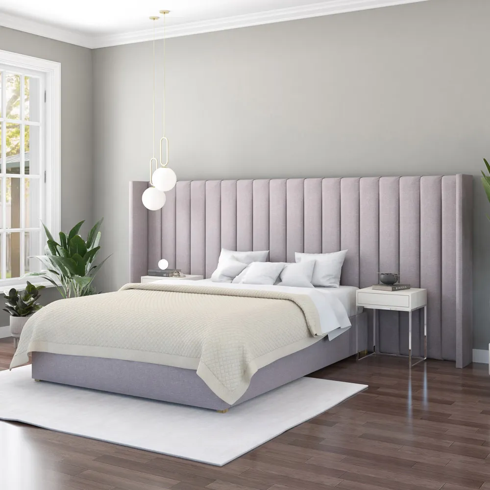 Grandeur Wing Headboard - Grey, Linen