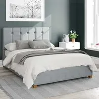 Hepburn Double Ottoman Bed with Storage - Blue, Malham Weave