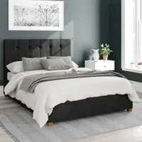 Hepburn Double Ottoman Bed with Storage - Charcoal, Linen