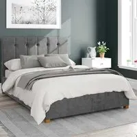 Hepburn Double Ottoman Bed with Storage - Charcoal, Velour