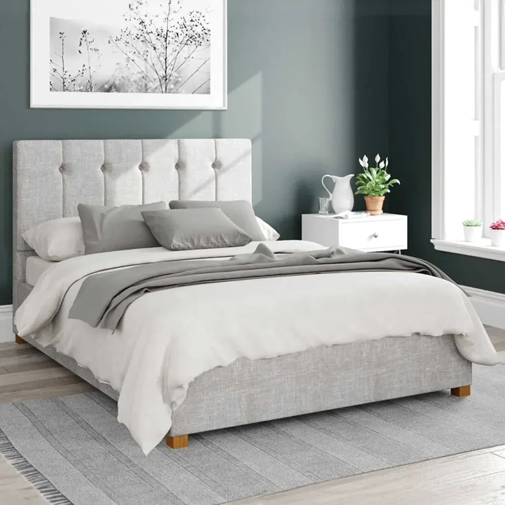 Hepburn Double Ottoman Bed with Storage - Grey, Cotton