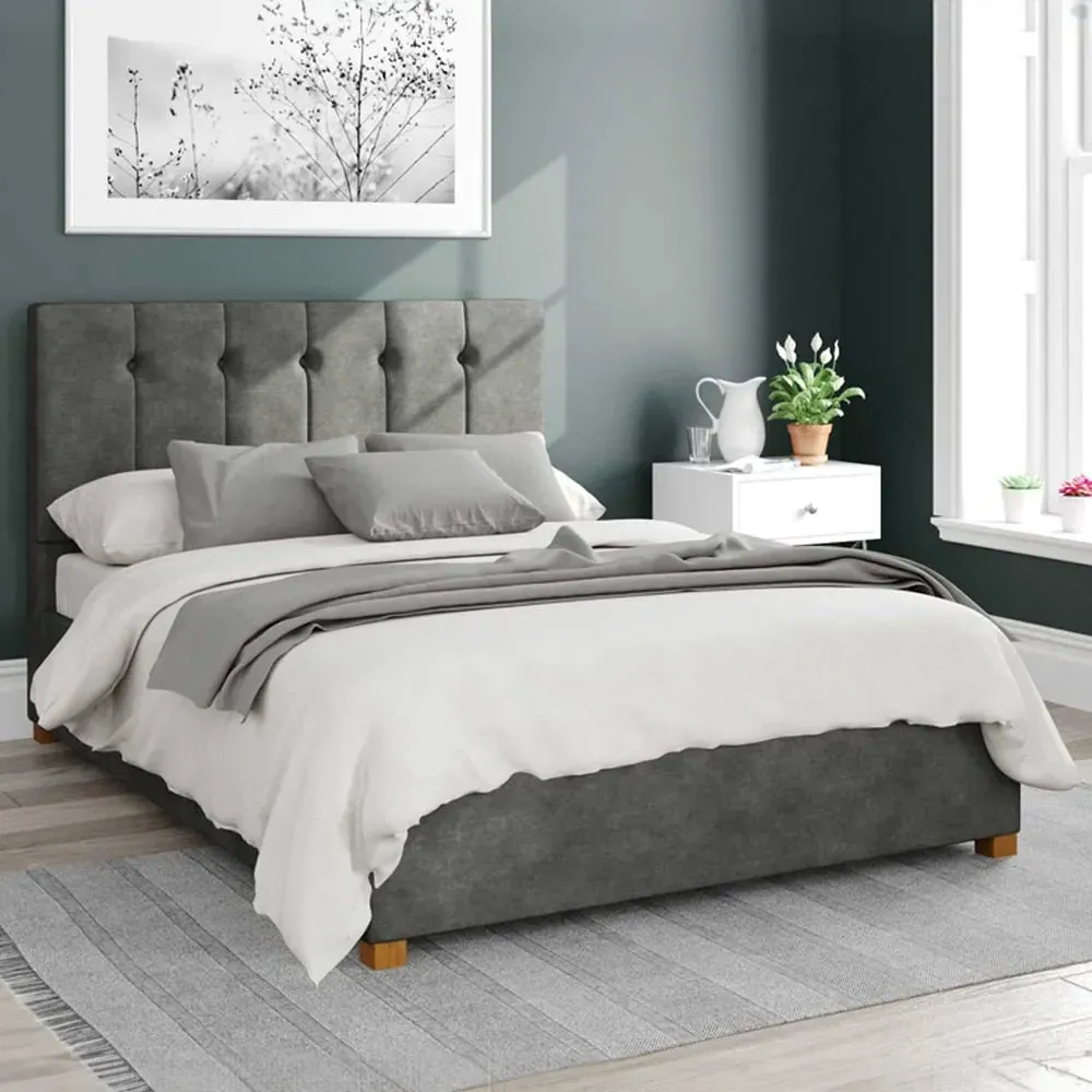 Hepburn Double Ottoman Bed with Storage - Grey, Linen