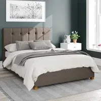 Hepburn Double Ottoman Bed with Storage - Grey, Malham Weave