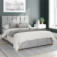 Hepburn Double Ottoman Bed with Storage - Silver, Linen