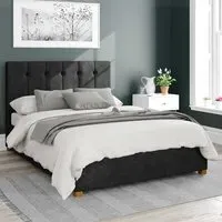 Hepburn King Size Ottoman Bed with Storage - Charcoal, Linen