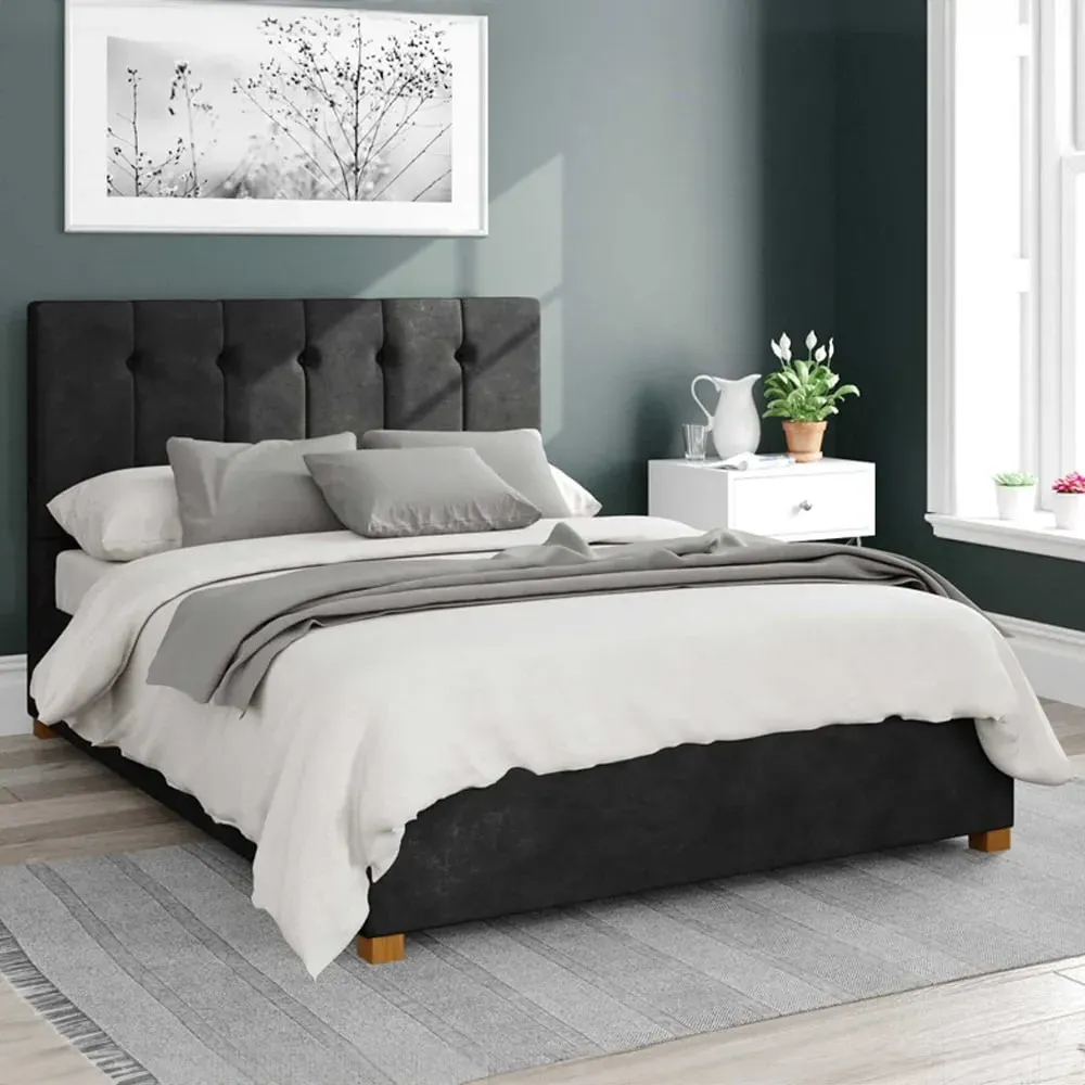 Hepburn King Size Ottoman Bed with Storage - Charcoal, Linen