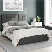 Hepburn King Size Ottoman Bed with Storage - Charcoal, Twill