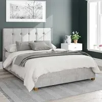 Hepburn King Size Ottoman Bed with Storage - Grey, Cotton