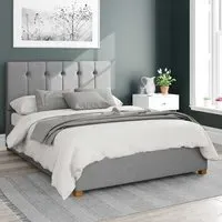 Hepburn King Size Ottoman Bed with Storage - Grey, Linen