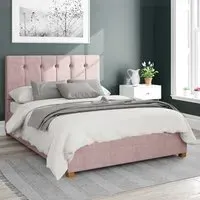 Hepburn King Size Ottoman Bed with Storage - Pink, Cotton