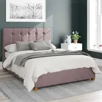 Hepburn King Size Ottoman Bed with Storage - Pink, Velvet