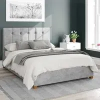 Hepburn King Size Ottoman Bed with Storage - Silver, Linen