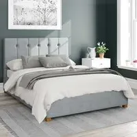 Hepburn King Size Ottoman Bed with Storage - Sky, Malham Weave