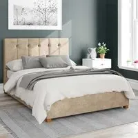 Hepburn Single Ottoman Bed with Storage - Beige, Linen