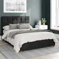 Hepburn Single Ottoman Bed with Storage - Charcoal, Linen