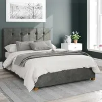 Hepburn Single Ottoman Bed with Storage - Granite, Linen