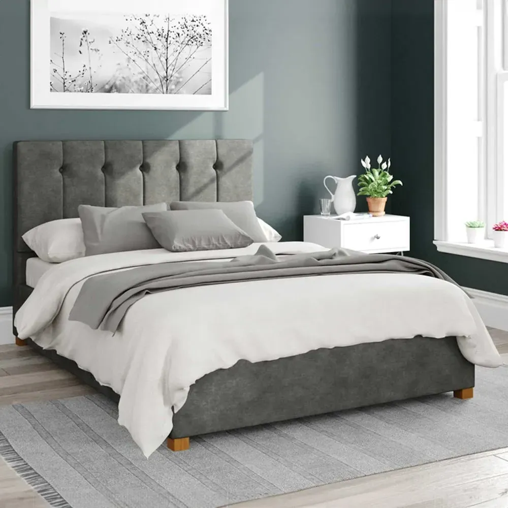 Hepburn Single Ottoman Bed with Storage - Granite, Linen image