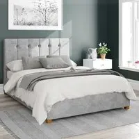 Hepburn Single Ottoman Bed with Storage - Silver, Linen